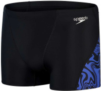 Men's swimsuit Speedo Allover V-Cut Aquashort Black/Chroma Blue Men's swimsuit Speedo Allover V-Cut Aquashort Black/Chroma Blue