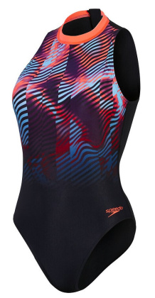 Speedo Printed Hydrasuit Black/Plum Dandy